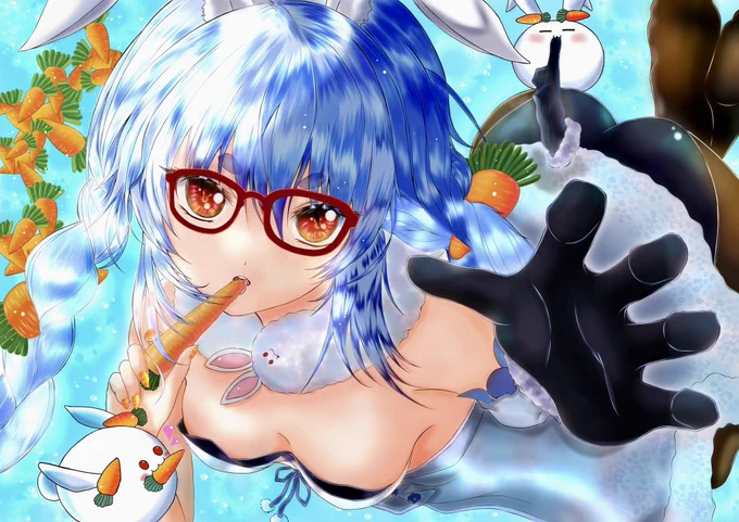 #これを見た人は青が入ってる画像を貼れ赤貼ったならついでにw推しの兎田ぺこらづくしで(過去の新衣装予想の企画絵もあり) 