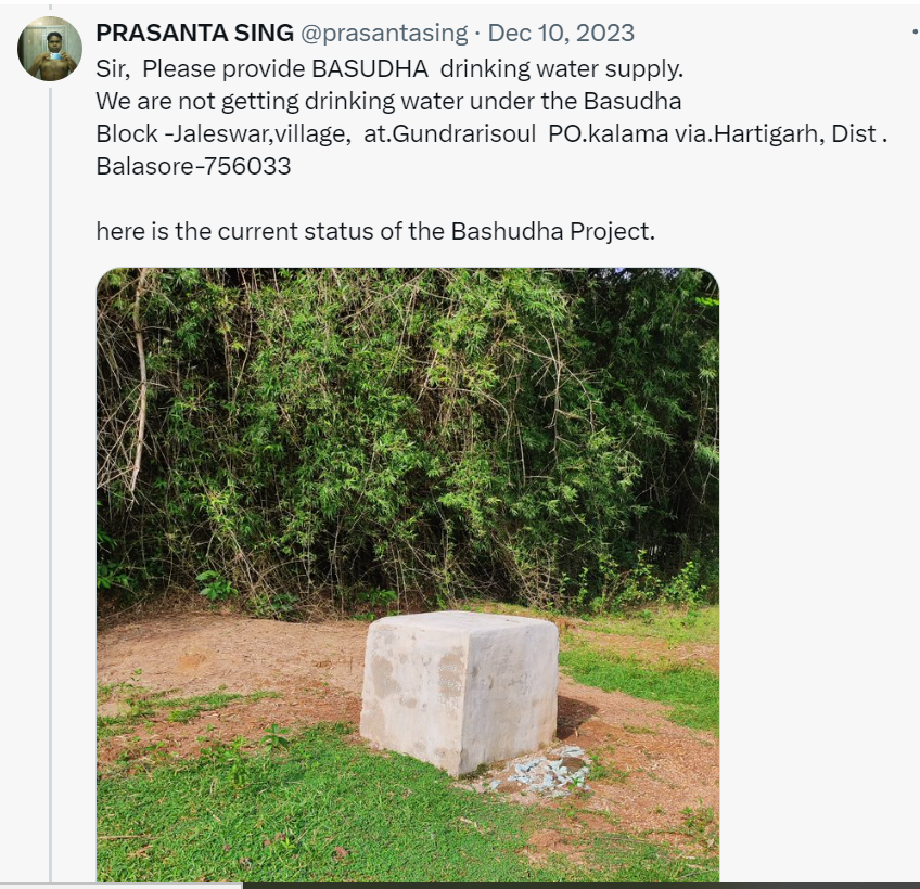 prasantasing's tweet photo. @RWSS_Balasore @bdojaleswar @bdo_jaleswar @PRDeptOdisha @SecyChief @CMO_Odisha Absolutely no Progress on the  BASUDHA project work.
There is no commitment for complete the project.
BASUDHA project which constriction started later it completed by this time.
Please  take note and expedite the work not only  replying to the tweet. https://t.co/bXEqQgg2CC