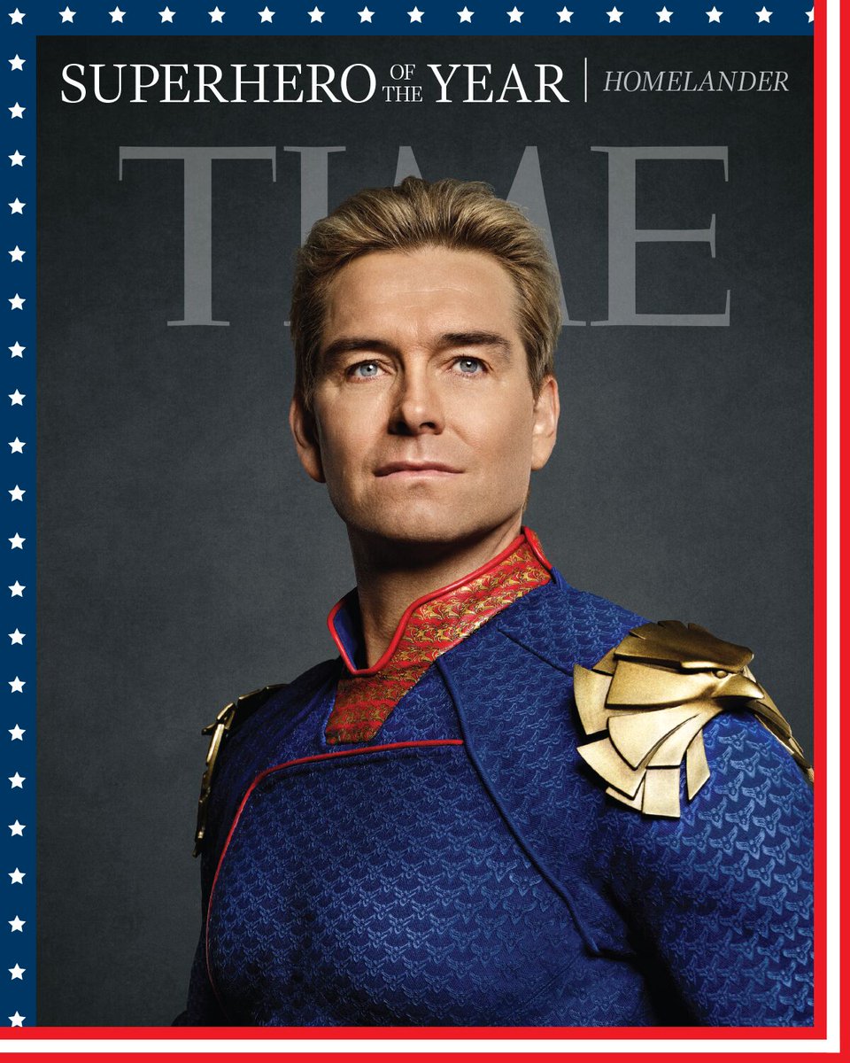 VoughtIntl's tweet photo. Congratulations, Homelander. Your colleagues at Vought have always known just how Super you are. We would say your peers too, but you have no equal. Being named @TIME’s SUPERHERO OF THE YEAR is perhaps the least surprising award you’ll ever win! https://t.co/f0sFDIoO5Q https://t.co/Uz6IEGoZCb