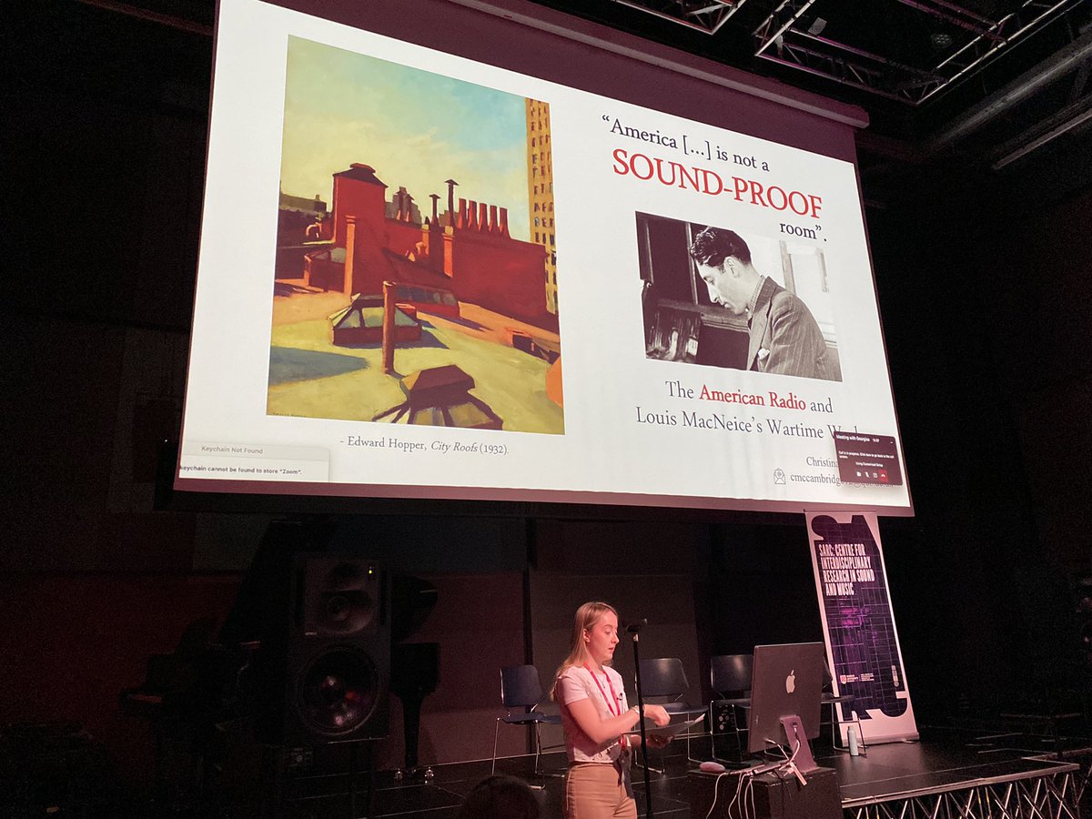 Christina McCambridge kicks off the conference at the fabulous <a href="/SARC/">SARC</a> with her presentation titled by Transatlantic soundings: the American Radio and Louis MacNeice's Wartime Work. #CommonGround #AELSRN