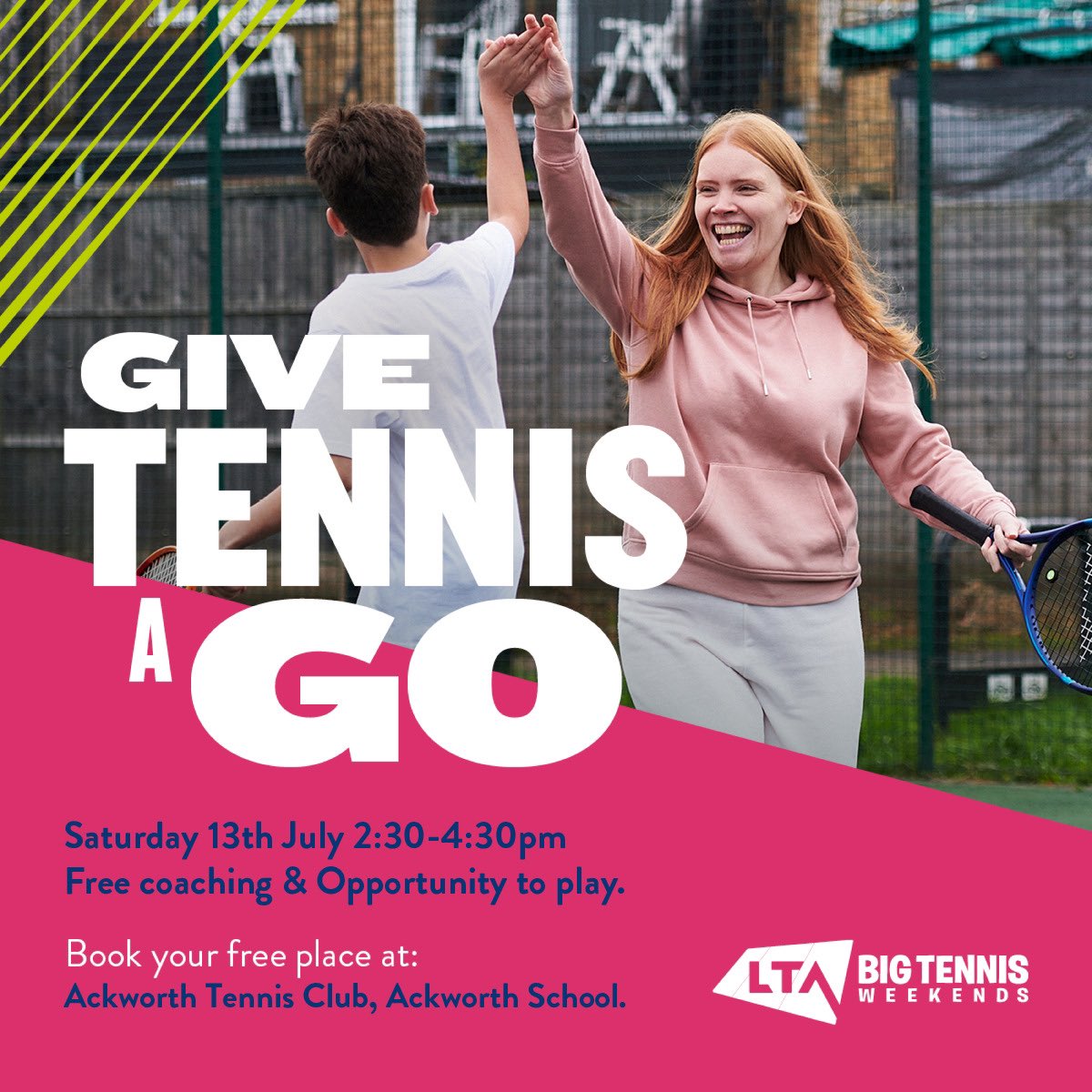 Ackworthtennis's tweet photo. Join us for our Open Day on Saturday 13th July 2:30-4:30pm. For more info &amp; to book please follow the link below: https://t.co/UXcfssnStN https://t.co/RZlxkZuAWQ