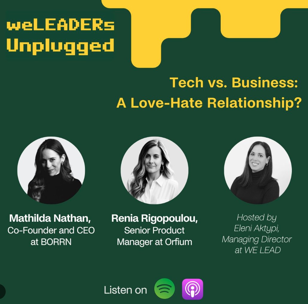LifeatOrfium's tweet image. So proud of  @reniarigopoulou , who recently joined @Mathilda_Nathan, on the weLEADERs Unplugged podcast (in Greek) for a fascinating discussion on the love-hate relationship between Tech and Business teams! @weleadorg

Listen now on:
💚 Spotify: lnkd.in/dSeQVhVt