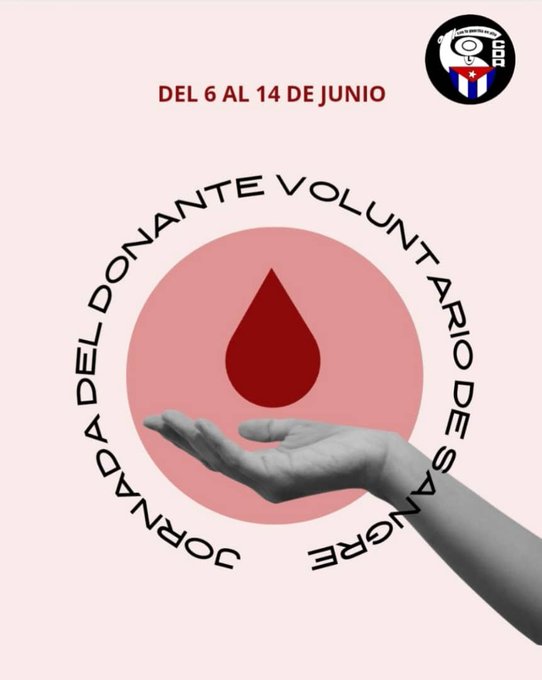Por estos días se desarrolla en #Cuba la Jornada del donante de sangre. Hay pocos gestos más altruistas: el homenaje es muy merecido. #GenteQueSuma