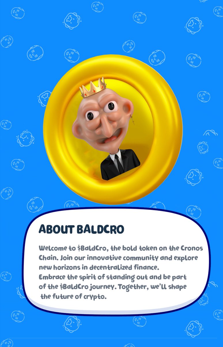 BaldCro's tweet photo. π **Believe in #BaldCro!** π
π Join the movement on **Puush That Button** $BaldCro Token , be part of the family. Letβs rise together! πͺπ₯
π https://t.co/Who3Kuup5Q
#Baldcro #CronosCommunity #croarmy #Memecoin #PuushThatButton #CroFam https://t.co/jOG2dDEdUK