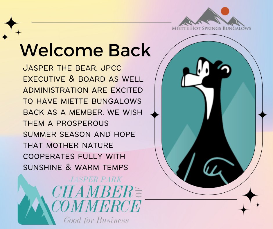 DID YOU KNOW? Miette Hot Springs Bungalows has been welcoming guests (including some of Japer's cousins) since 1938?  We wish them a terrific summer season and are thrilled to have them back in the JPCC Clan! <a href="/MietteBungalows/">Miette Hot Springs</a>