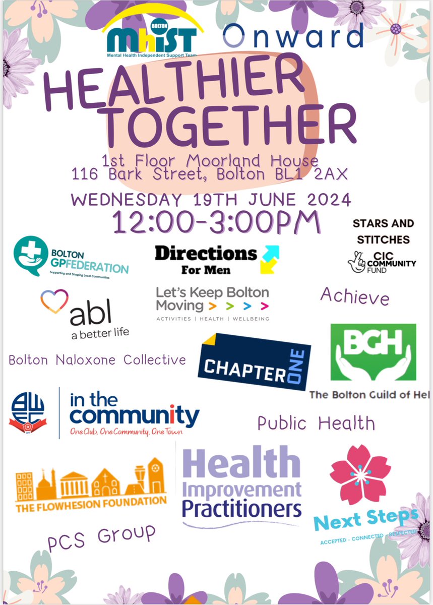 ToniPickles_'s tweet photo. On Wednesday 19th June 12:00-3:00pm there is a Helathier Together event at MhIST!
Looks like it is going to be an amazing day with lots of great organisations in attendance with FREE health checks on request. 

Looking forward to seeing everyone there! https://t.co/svkUxO48G7