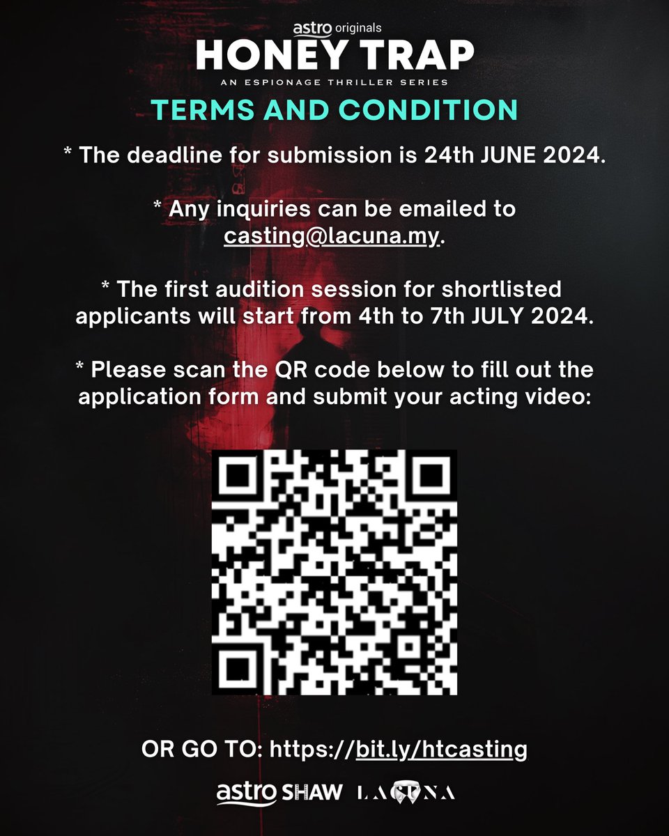 Excited for our first espionage thriller series! #HoneyTrap <a href="/AstroShaw/">Astro Shaw #AbahSayaUncleMike #AstroShaw</a> <a href="/lacunapic/">Lacuna Pictures</a> 

Join our casting session! Apply at bit.ly/htcasting