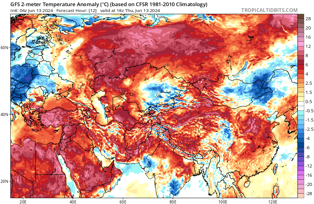 HISTORIC HEAT IN INDIA
The current heat wave is the longest India has ever experienced and it will just get worse.
MINIMUM temp. today was a brutal 36.4C at Alwar, it's one of the hottest nights ever recorded anywhere in Asia outside Middle East.