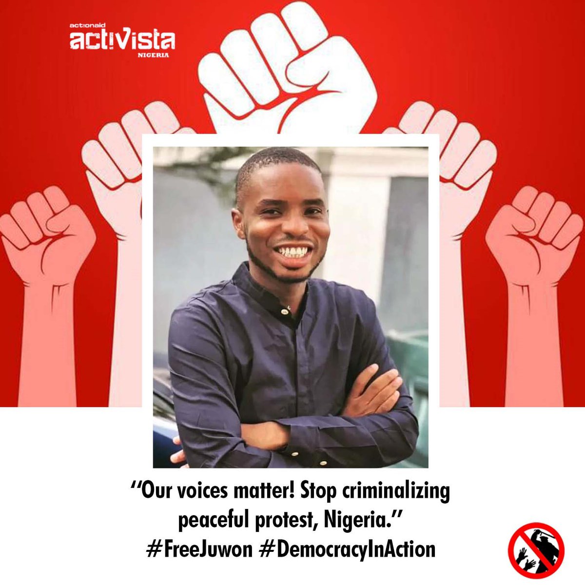 Our voices matter !
Stop criminalizing peaceful protests 

#FreeTheActivista3
#FreeJuwonNow
#ProtestIsNotaCrime
#June12Protest
#DCA
#DemocracyDay