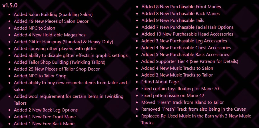 The 1.5.0 update has officially released! Hope you all have fun checking it out and let us know what your favorite part is! ^^