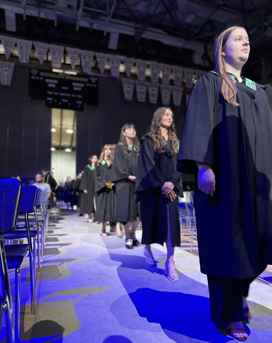 UWaterloo's tweet photo. Day 3 of Spring Convocation has begun as we celebrate our @uwaterlooARTS graduates! 🧡
#UWaterlooGrad 🖤💛 https://t.co/ybyBTSWfyN