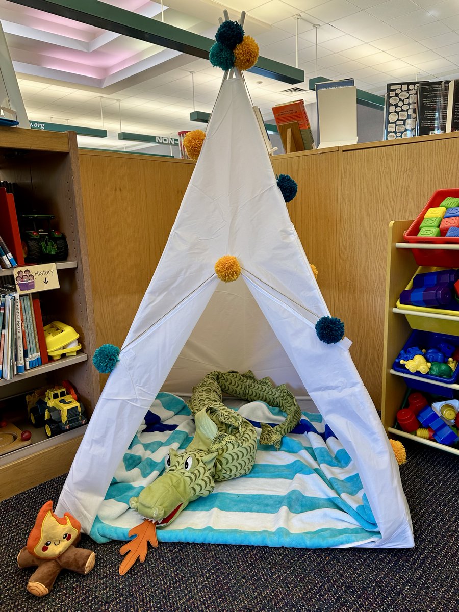 jeffhillslib's tweet photo. Embark on your next adventure right here at the library! Dive into the excitement by cozying up with a book in our new adventure tent, crafted by our talented staff. https://t.co/Xm417UYm0p