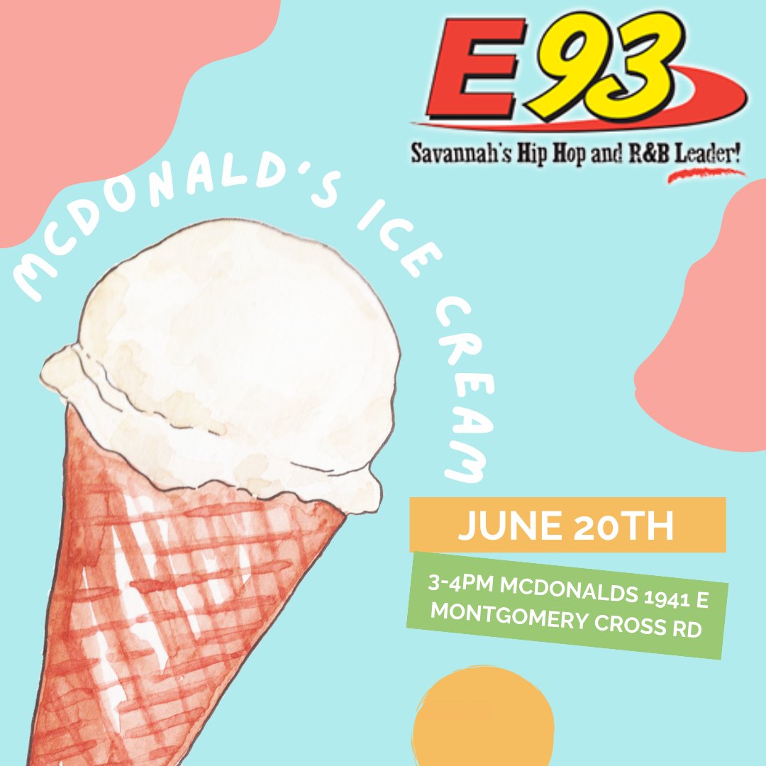 E93 93.1 (@e93radio) on Twitter photo The first 93 people to show up at the McDonald's, located at 1941 E Montgomery Cross Rd, from 3-4pm, will receive a free ice cream cone, plus chances to win tickets to <a href="/WildAdventures/">tim haynes</a> and @SixFlagsOverGeorgia! The first 93 people to show up at the McDonald's, located at 1941 E Montgomery Cross Rd, from 3-4pm, will receive a free ice cream cone, plus chances to win tickets to <a href="/WildAdventures/">tim haynes</a> and @SixFlagsOverGeorgia!