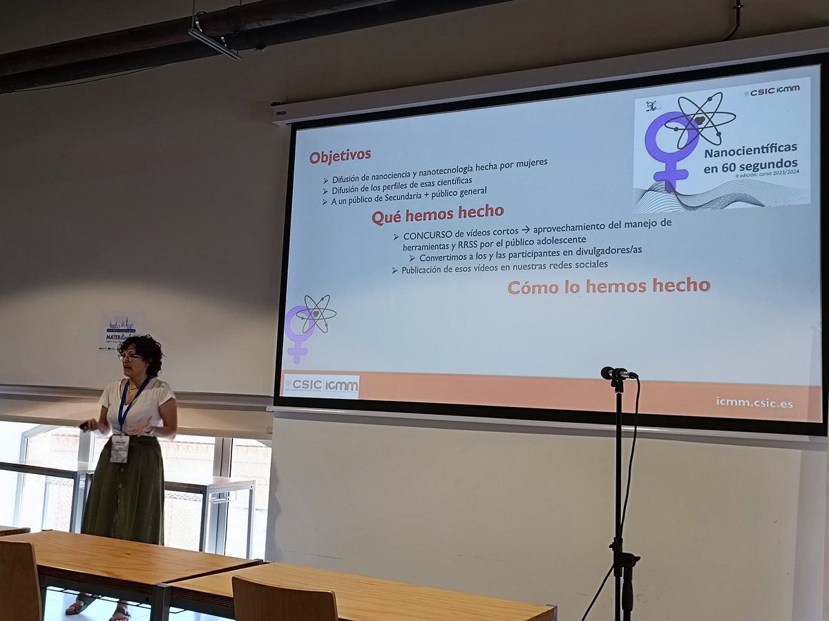 festnano's tweet photo. Presentación de "Nanocientíficas en 60" " #10alamenos9 @icmm_csic en #MATERDIVULGA @materlandfct @SOCIEMAT https://t.co/s7cMCRanE6