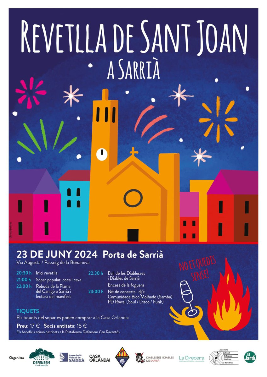 Aquest any les entitats del barri organitzen revetlla popular per la diada de Sant Joan. Els beneficis aniran destinats a la plataforma Defensem <a href="/CanRaventos/">Defensem Can Raventós</a> 🔥🎉