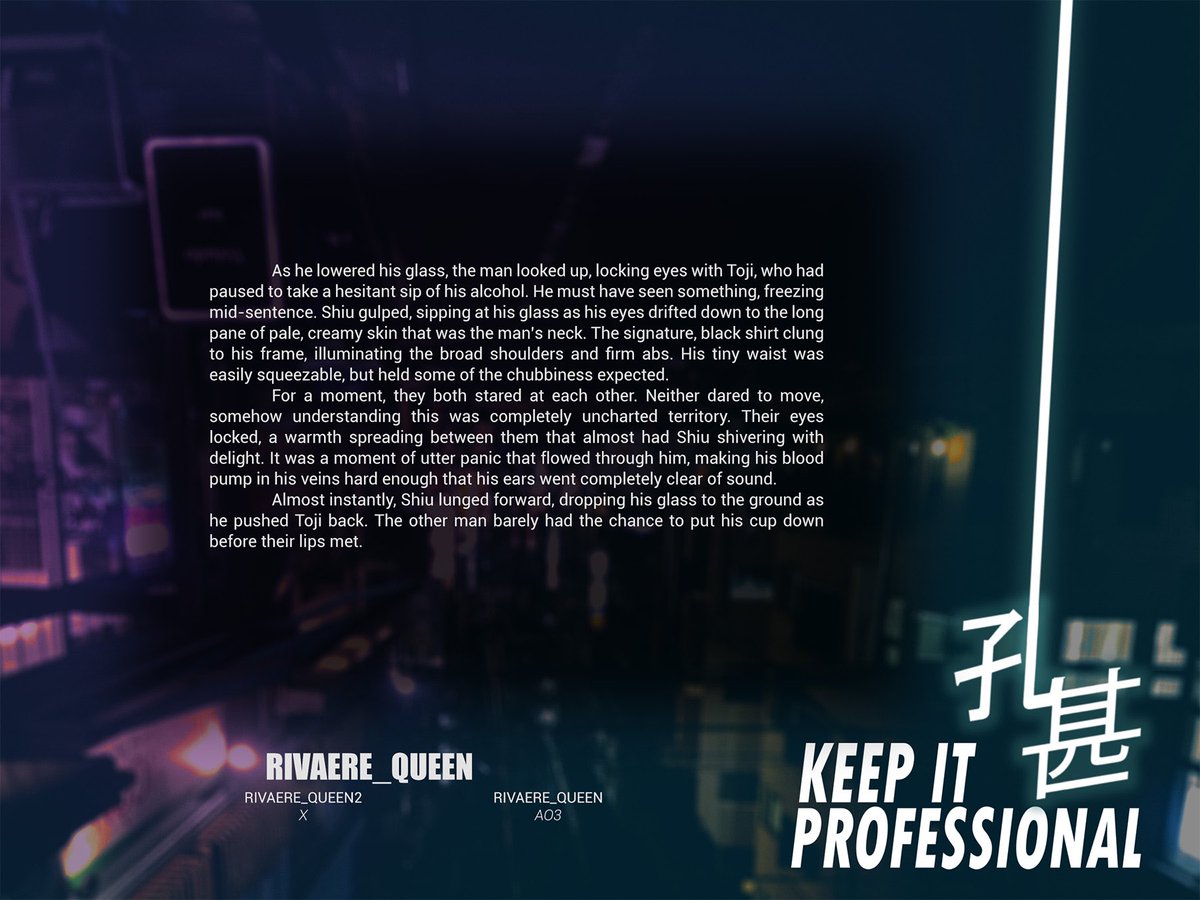 Hey I wrote some nasty, old man yaoi for the <a href="/ShiuTojiZine/">Keep it Professional - ZINE AVAILABLE</a> which releases on June 15th!

FOR FREE!!

Check out my preview below!!