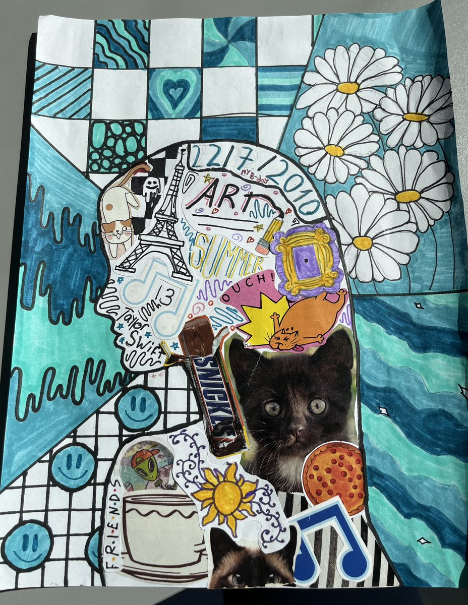 Our Graduation Art is really coming along! Such talented artists and reflective souls at <a href="/CRWPS/">Captain R. Wilson</a>. Looking forward to having the whole cohort of student self-portraits showcased at the event to celebrate everyone as they see themselves!🦈💙🎓🌟