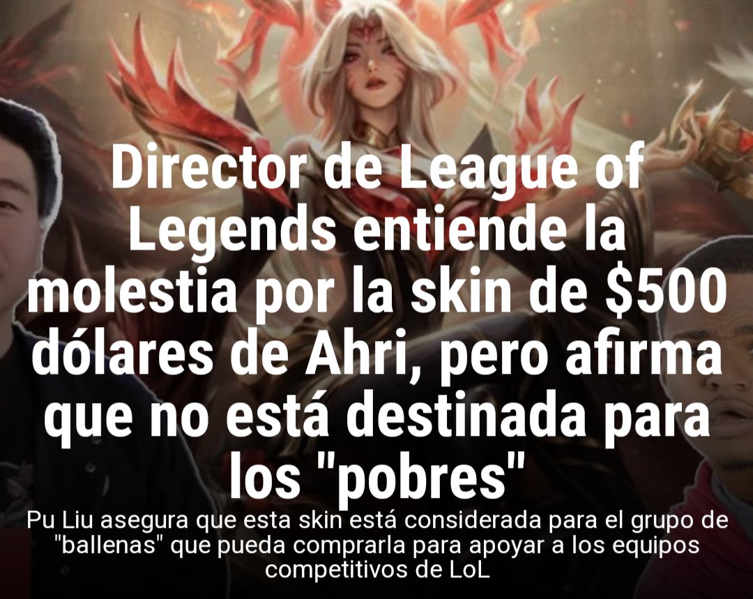 De los creadores de "¿Acaso no tienen Móviles para jugarlo?", "Son Mecánicas sorpresa" y "Los juegos son demasiado baratos, los costes de desarrollo son 100 veces superiores", llega la nueva entrega al "circo" de la industria de los videojuegos, no sean pobres gente!

#riotgames