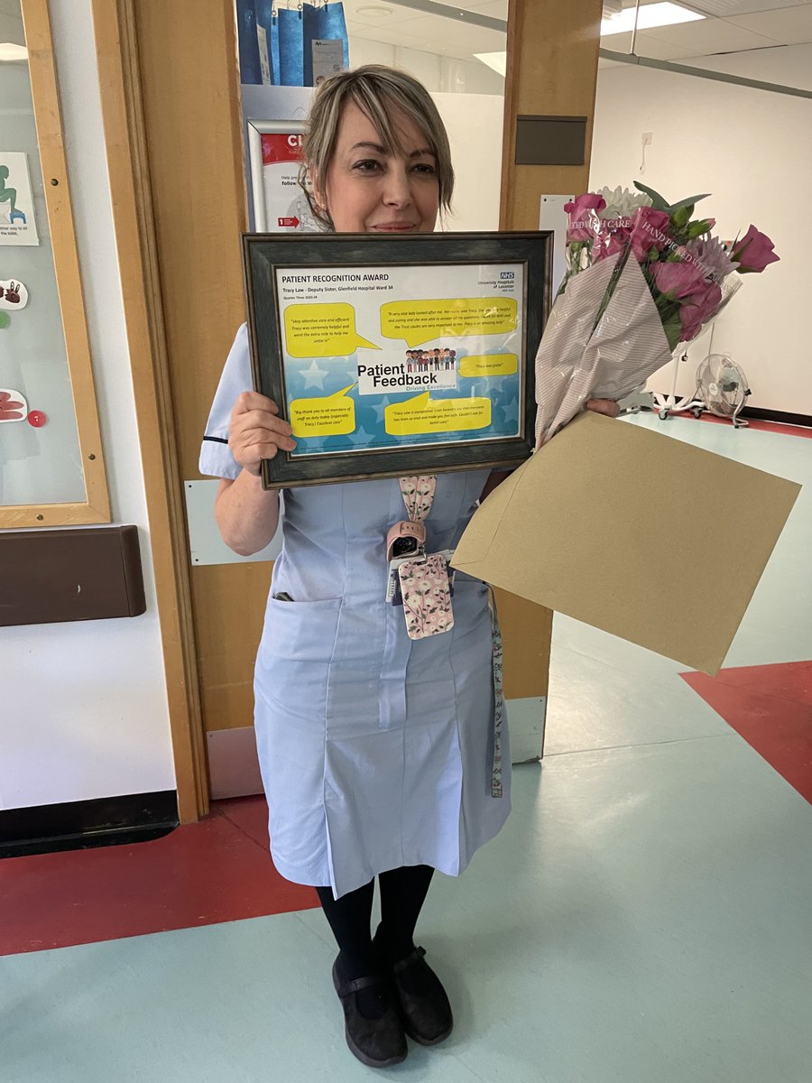 uhl_DOE's tweet photo. Congratulations to Deputy Sister Tracy Law from Glenfield Ward 34, who received a Patient Recognition Award this week for all her wonderful patient feedback!👏 @sueburtonDCN @HoggJulie @Leic_hospital @Lora1petrova https://t.co/LQAj2aj3Vm