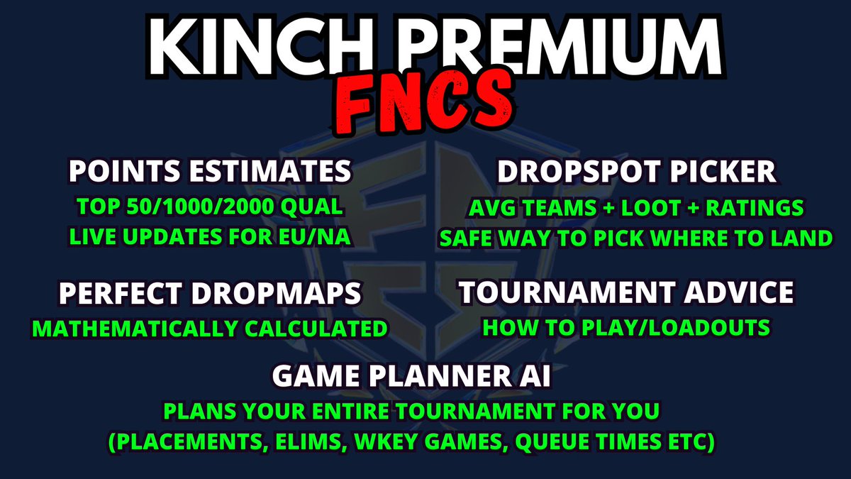 🎉 FNCS GIVEAWAY 🎉
10 Winners get a free month of Kinch Premium!

🤝Tag your Duo
🔁 Retweet
❤️ Like
Closes in 24 hours!

Kinch Premium: upgrade.chat/kinchanalytics
7 Day Free Trial for New Customers!