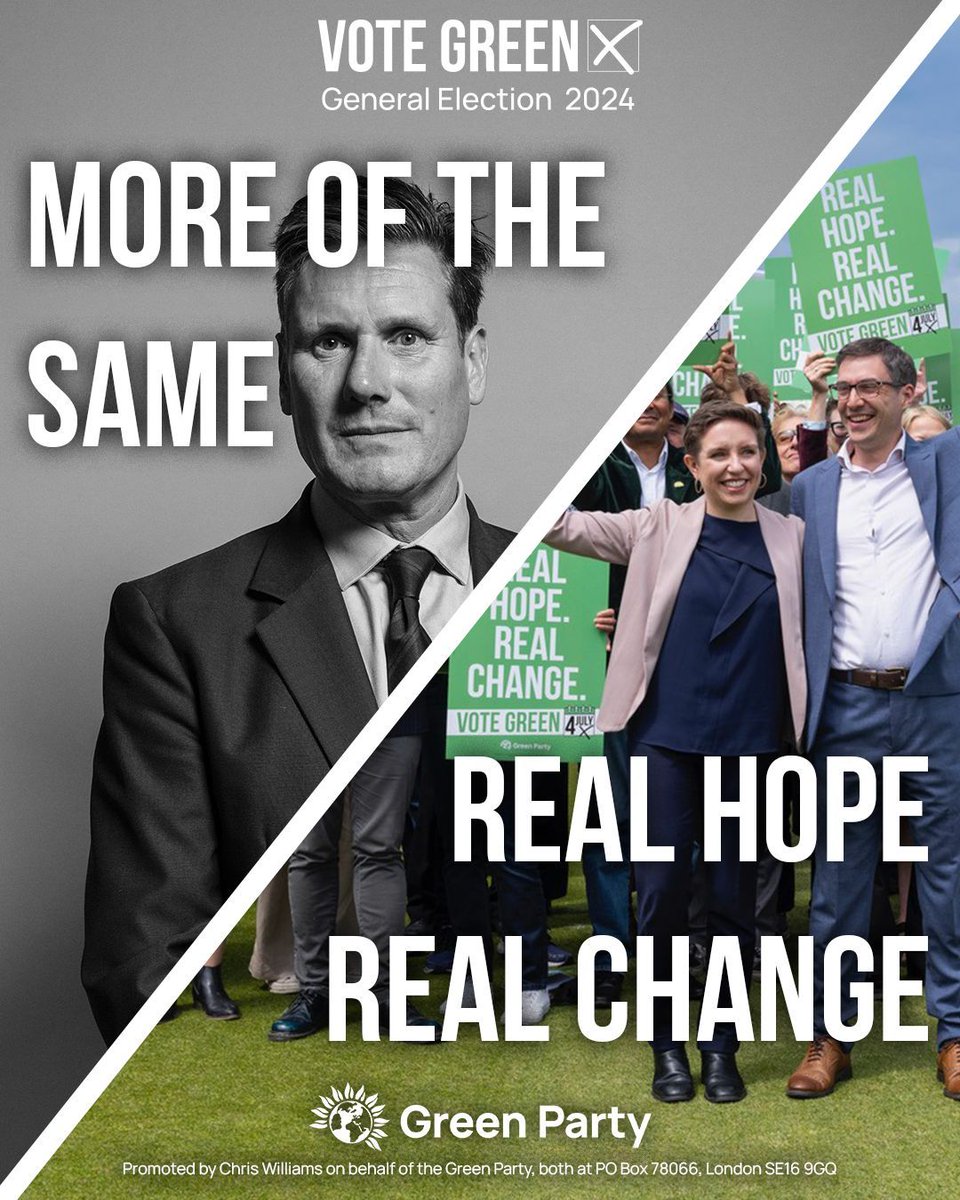 No ambition.
No investment.
No hope.

The #LabourManifesto offers more of the same.

Only the Green Party is offering real hope and real change.
