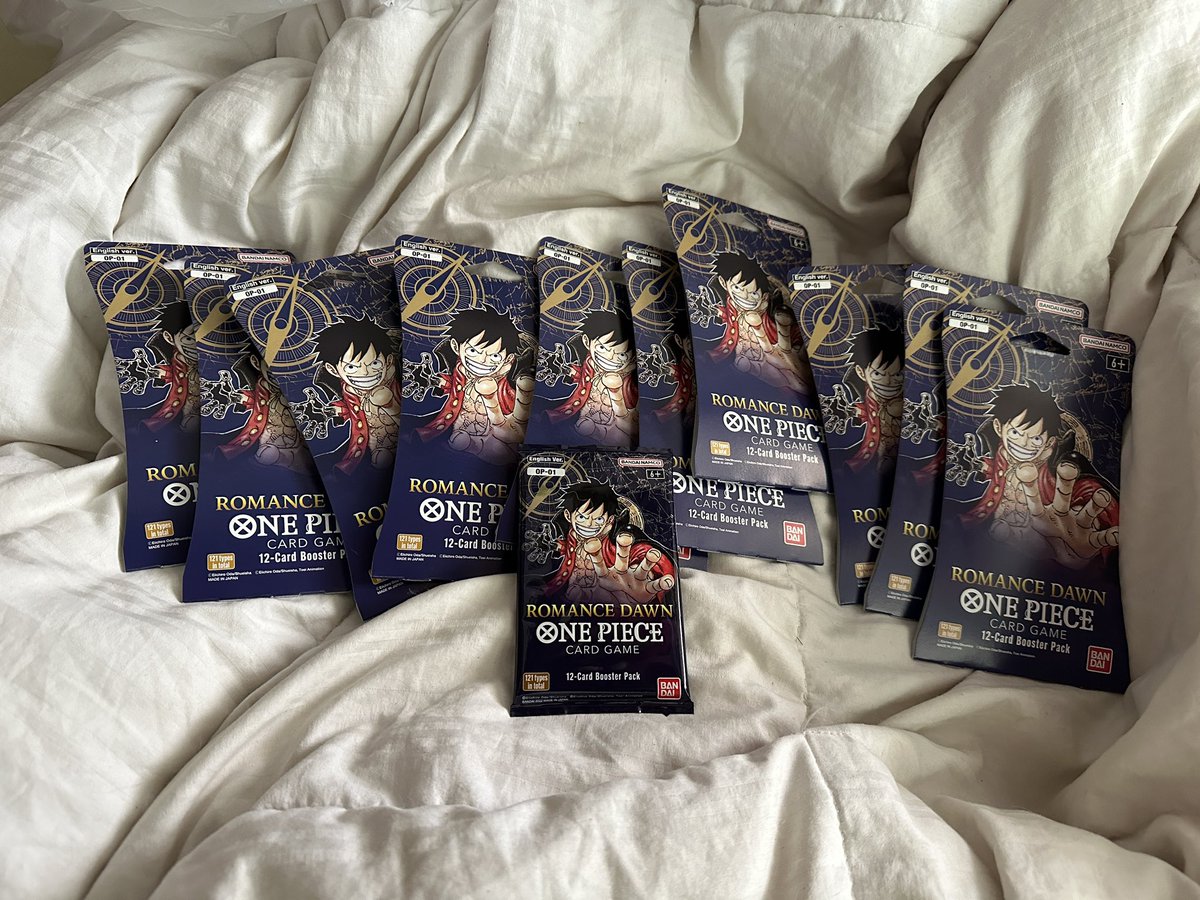 MongooseTCG's tweet image. So grateful to live next to the official One Piece shop.  12 packs of Romance Dawn for 50 bucks!  😱. #onepiecetcg #optcg #romancedawn