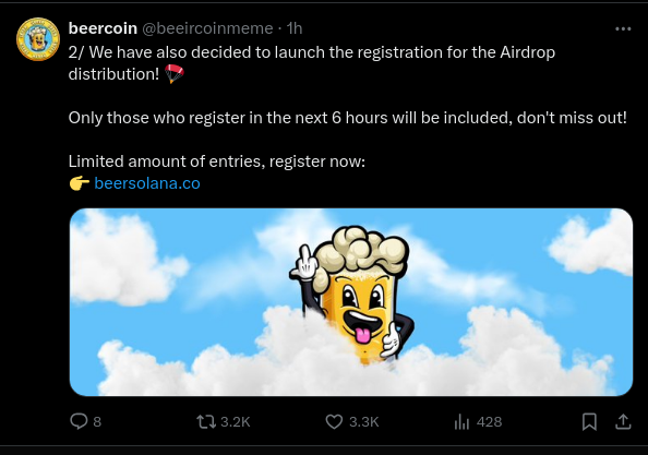 MrRugMeNow's tweet photo. This is a fake profile with a fake airdrop.
🚨Do not click!
$beer #blockchainscam #memecoin #solana #solanameme https://t.co/iXdvzeddPQ