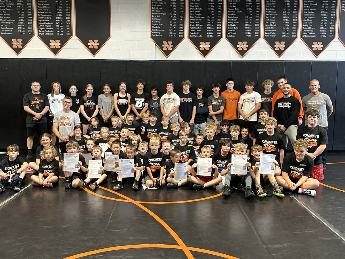KKidWrestling's tweet photo. What a great job by all of these wrestlers at our Konkrete Skill and Drill Camp. They worked hard, and there was some great wrestling all week.

Team Derr took home the camp championship, winning gift certificates to Konkrete Creamery.

We look forward to next year! https://t.co/zvTsWrSrG9