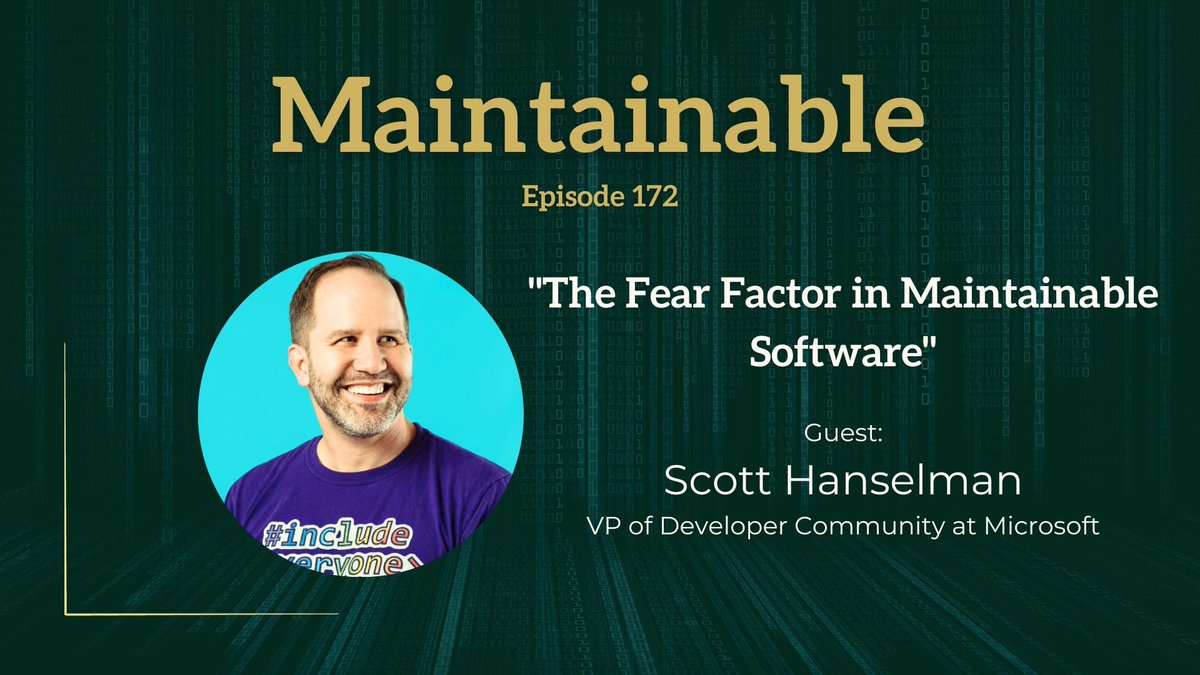 _maintainable's tweet photo. Is fear sabotaging your software?😨

Learn from @shanselman , VP of Developer Community at Microsoft, how to turn fear into maintainable code

Essential listening for every software engineer 🎧 - https://t.co/vRWIBvBbfr

#TechTalk #SoftwareDev #TechnicalDebt #MaintainableSoftware https://t.co/InoItY5I5Z