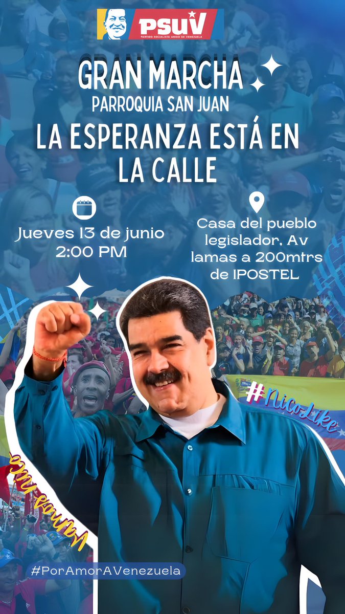 ClapBicent2010's tweet photo. #ChávezSoyYoChávezEresTu hoy te invitamos a gran marcha en #Sanjuanccs en apoyo a nuestro presidente @NicolasMaduro @gestionperfecta @eje_san @ClapSonia @CLAP_PQ_SANJUAN https://t.co/YG0CQOpbpK
