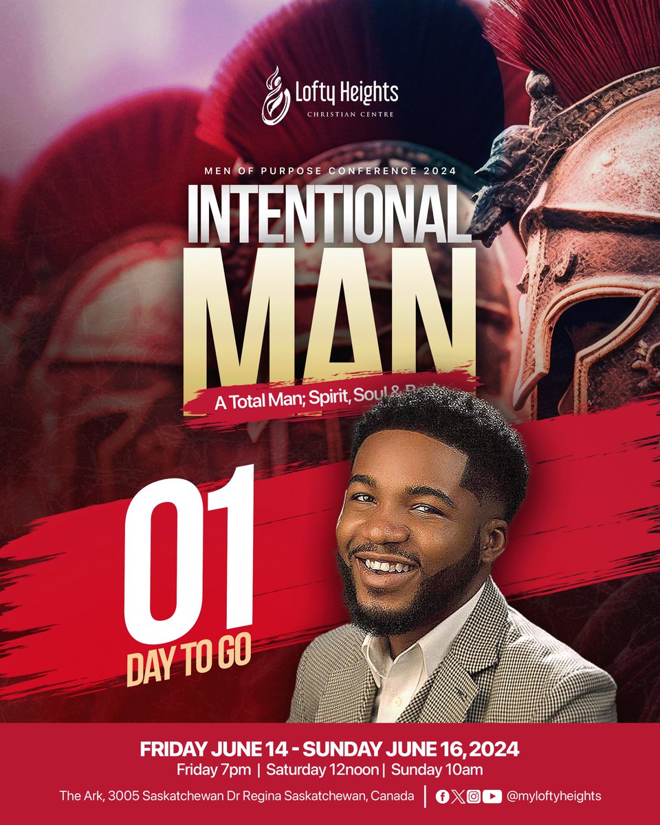 Join us for the debut Men Of Purpose Conference 2024, hosted by Pastor Wale Tejumade, featuring Kelechi Prince and special guest Pastor Kingsley Okonkwo! 🌟

🗓️ Date: June 14 - June 16
📍 Location: The Ark, 3005 Saskatchewan Dr

#MyLoftyHeights #ThisIsLoftyHeights #MenOfPurpose
