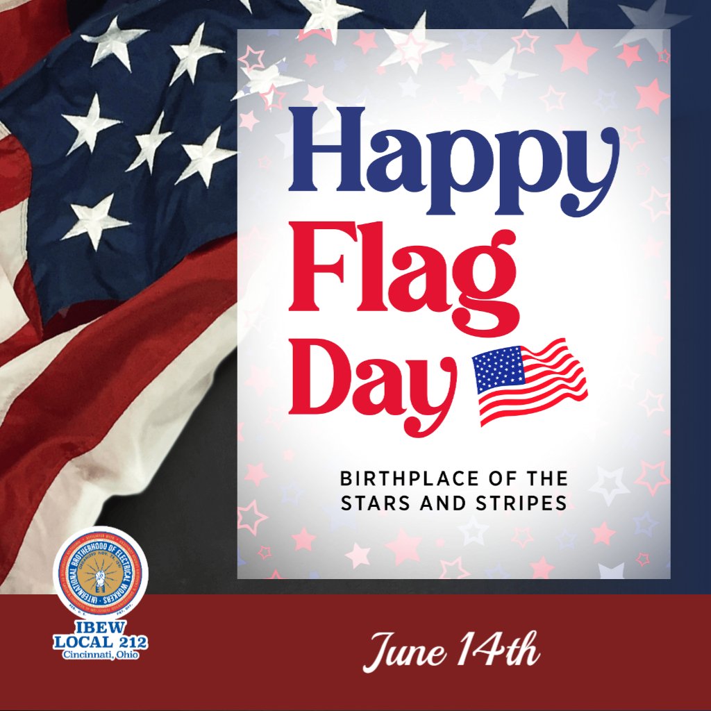 Happy Flag Day! Life, liberty, the pursuit of happiness -- whatever America means to you is symbolized by the stars and stripes. We should feel a sense of pride and gratitude every time we salute Old Glory. #FlagDay #ProudToBeAmerican #IBEW #CincinnatiElectricians