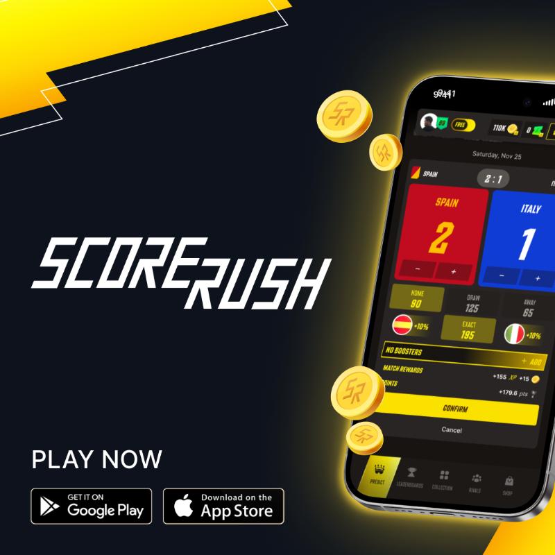 scorerushgame's tweet photo. 🎁 Win a PS5, Mystery Shirts, and More!

🎉 To celebrate the launch of ScoreRush, we're giving away over €1,000 in prizes! Predict the Euro '24 match outcomes and compete for a PS5, #EURO24 Mystery Shirts, Official Euro 24 balls, gaming vouchers, and in-game rewards.