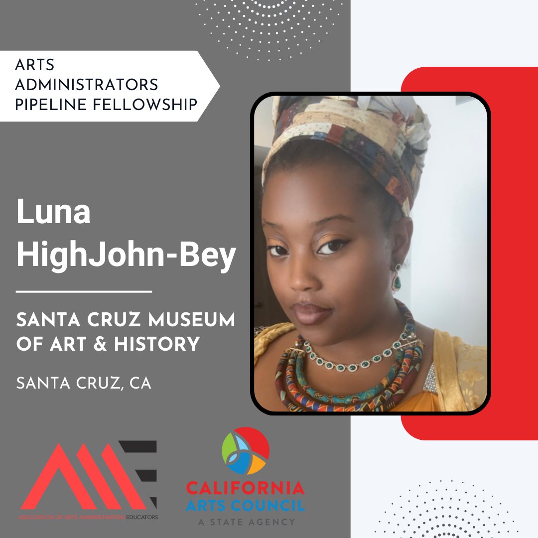Meet the Arts Administrators Pipeline Fellow! Luna HighJohn-Bey is partnered with the Santa Cruz Museum of Art &amp; History. Learn more at artsadministration.org/artsadminpipel…