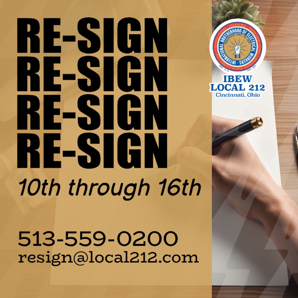 Reminder: Re-sign the Out of Work Book from the 10th - 16th of every month. Stay proactive and keep your information up-to-date! #IBEW #UnionStrong