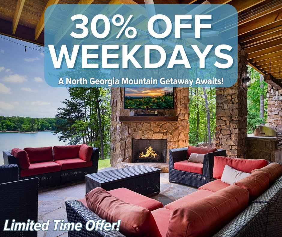 SoCoCabins's tweet photo. Now available for a limited time, book your summer vacation and take 30% Off your weekday stays with promo code: 𝟯𝟬𝗢𝗙𝗙 at checkout!
𝘖𝘧𝘧𝘦𝘳 𝘷𝘢𝘭𝘪𝘥 𝘧𝘰𝘳 𝘴𝘦𝘭𝘦𝘤𝘵 𝘤𝘢𝘣𝘪𝘯𝘴 𝘵𝘩𝘳𝘰𝘶𝘨𝘩 𝘑𝘶𝘯𝘦 27𝘵𝘩
#vacation #findyourplace #SouthernComfort #cabinrental https://t.co/7xwBt2bXdb