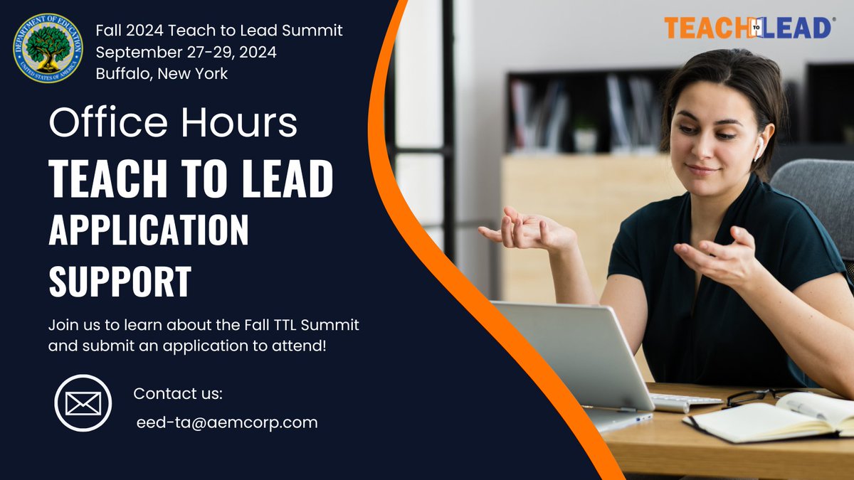 Join Office Hours to learn more about Teach to Lead Summits and receive live application support! Register for upcoming Office Hours: June 26 - 11:00 - 12:00pm ET at events.teams.microsoft.com/event/af17b4ad…
 Access the application at bit.ly/42PZxUJ 
#Fall2024TTLSummit