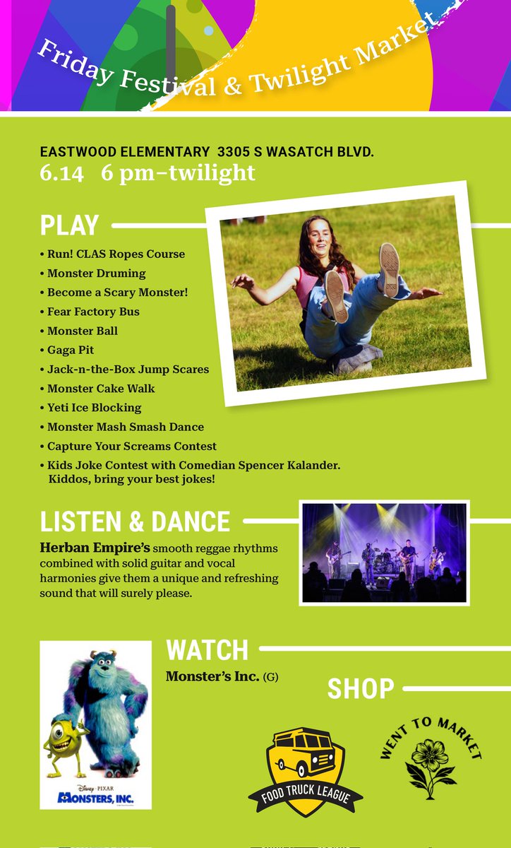 VentureOutUtah's tweet photo. Friday's Festival Details! See you there. https://t.co/dldMmbtH77