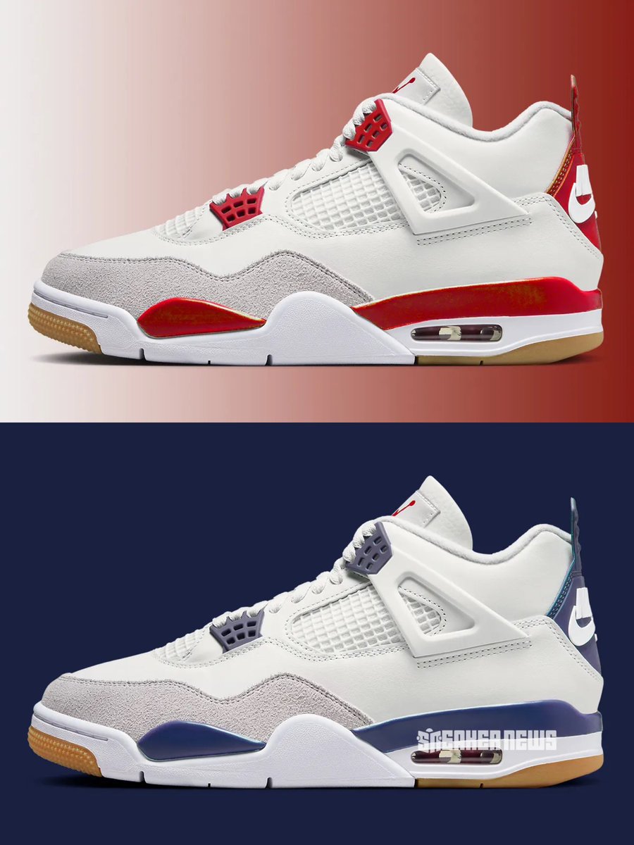 Nike SB x Air Jordan 4 Colorways Releasing Spring 2025 ♥️💙 bit.ly/4am3q8l