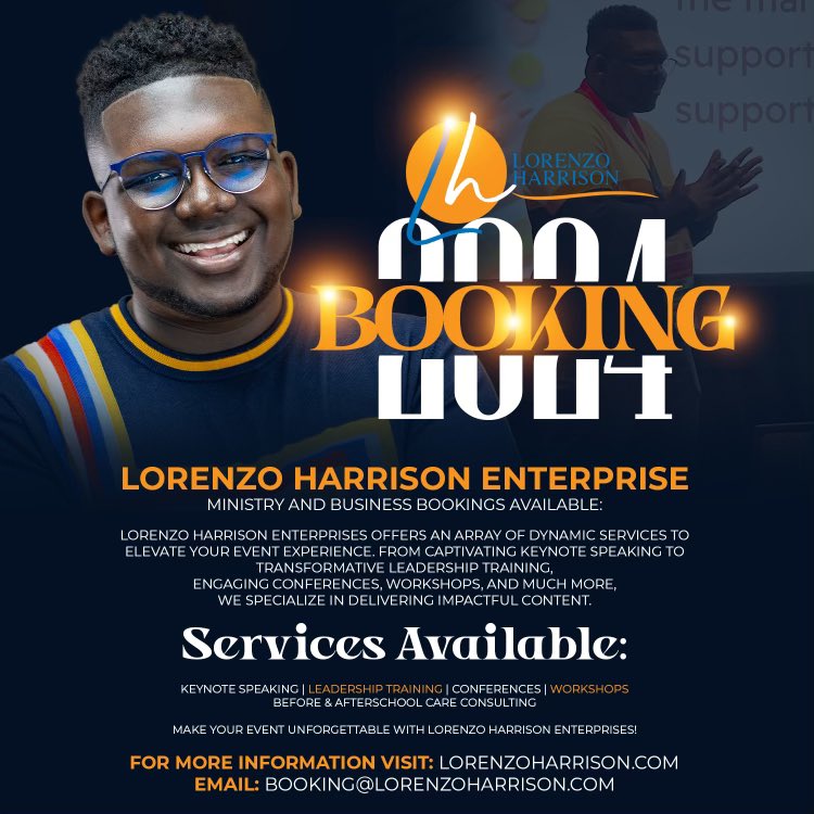 Need an Event Emcee, Keynote Speaker, Leadership Trainer, or Consultant? Limited availability left for 2024—don't delay!

lorenzoharrison.com

#KeynoteSpeaker #EventMC #LeadershipTraining #Consultant #Booking2024