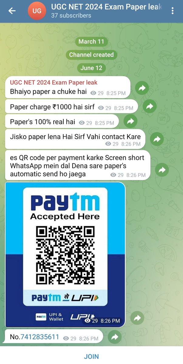 #UGCNET paper has not been conducted yet, many channels are running on #telegram where it is claimed that <a href="/ugc_india/">UGC INDIA</a>  NET paper will be leaked a day or two before, what is going on in this country <a href="/NTA_Exams/">National Testing Agency</a>  Take immediate cognizance of this issue.
<a href="/dpradhanbjp/">Dharmendra Pradhan</a> 
<a href="/RahulGandhi/">Rahul Gandhi</a>