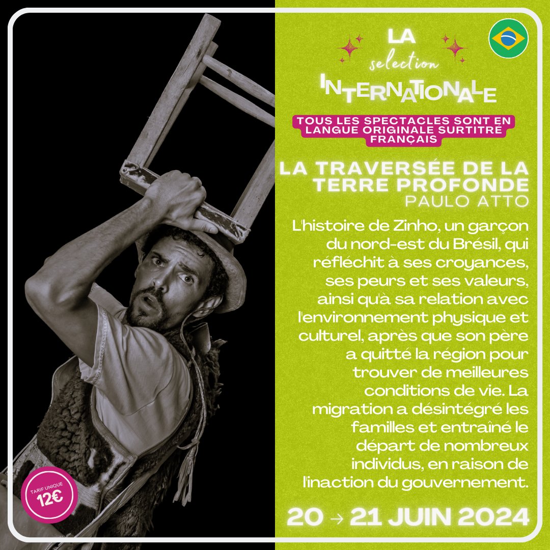 ThOpprime's tweet photo. ✨La traversée de la terre profonde✨
Du 20 au 21 juin retrouvez au Théâtre de l’Opprimé ce spectacle brésilien présent en France à l’occasion de notre festival La sélection internationale 😊
Billetterie à retrouver en bio 😉
📅 20 et 21 juin 2024
JEU.- VEN. 20:30
#theatre https://t.co/1aYlEXVyvX
