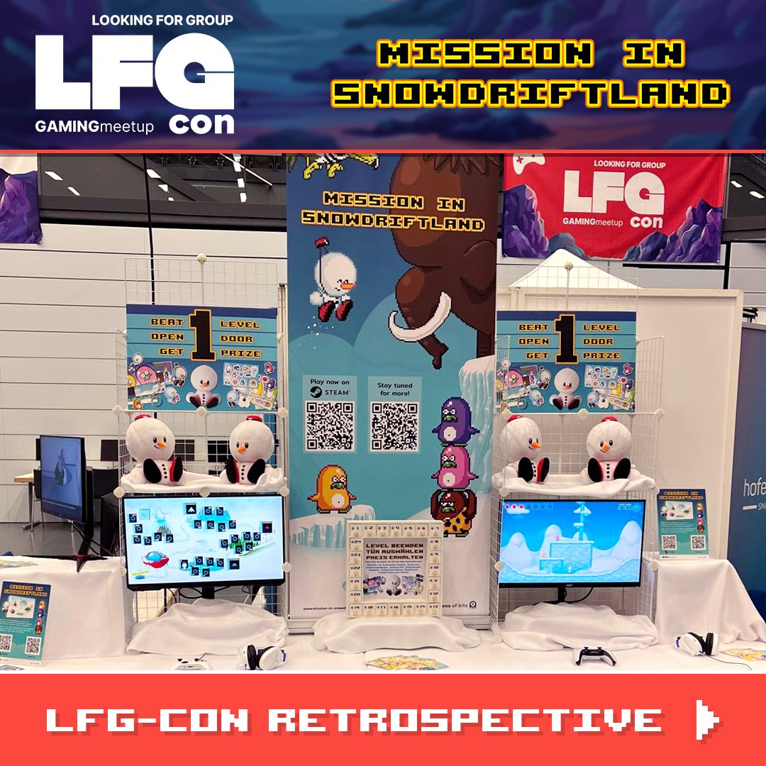 tons_of_bits's tweet photo. Back at the start of May we were at the LFG-Con and showed off Mission in Snowdriftland ❄️
But there's more… can you guess where we'll be next? Make your guesses in the comments⬇️
More infos soon 🤭 #LFGCon #MissionInSnowdriftland #tonsofbits #retrospective #gamingconvention https://t.co/msGOkyYK47
