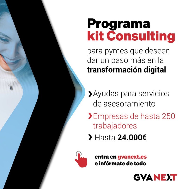 generalitat's tweet photo. 🔴 Programa #Kitconsulting

👩‍💻 Si eres una #pyme y quieres dar un paso más en la transformación digital🖱, toma nota ⤵ 

💬 Ayudas para servicios de asesoramiento
👥 Dirigido a empresas de hasta 250 trabajadores
💶 Hasta 24.000€ 

#GVANEXT #NextGenerationEU #digitalización