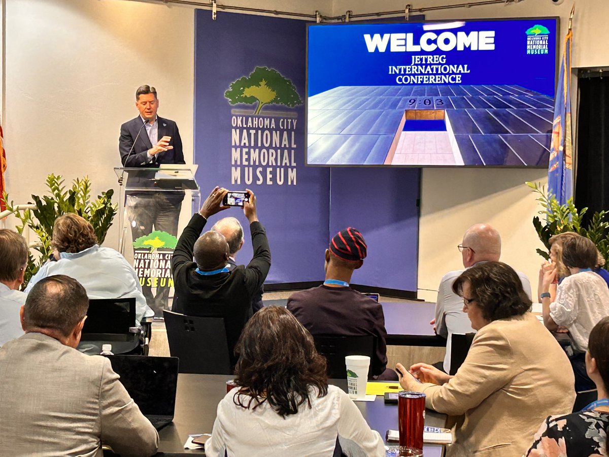 davidfholt's tweet photo. We welcome the Journalism Education Trauma Research Group (JETREG) to OKC!  Journalists from around the globe are @OKCNM today learning from Oklahoma City. https://t.co/6e18UlC8RR