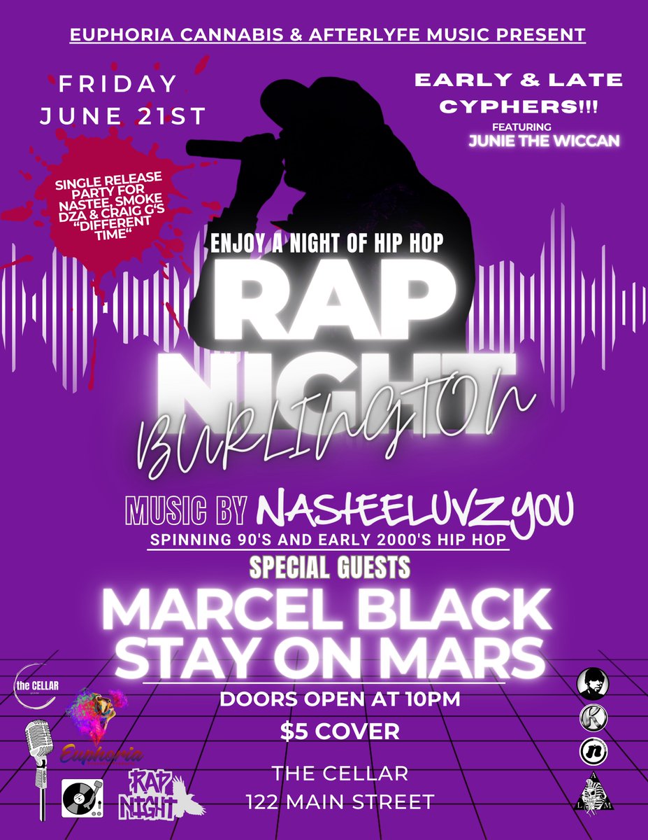 MarcelPBlack's tweet photo. Me & @mynameisfloat start the New England Leg of the #REDROVTour @ The Cellar in Burlington, VT for #RapNightBurlington Friday June 21st.
Hosted by @nasteeluvzyou.
#RealEmceesDontRapOverVocals
#StopRappingOverVocals
#REDROV https://t.co/3K2OSMu5GC