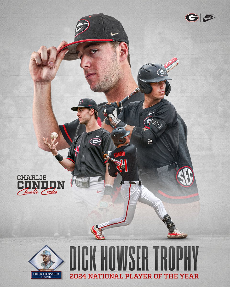 Georgia Baseball (@baseballuga) on Twitter photo π ππ«π’π§π π’π§π ππ¨π¦π ππ‘π πππ«ππ°ππ«π π
<a href="/CharlieCondon14/">Charlie Condon</a> has been named the recipient of the 2024 <a href="/HowserTrophy/">Dick Howser Trophy</a>, given to the national college baseball player of the year.
#GoDawgs π ππ«π’π§π π’π§π ππ¨π¦π ππ‘π πππ«ππ°ππ«π π
<a href="/CharlieCondon14/">Charlie Condon</a> has been named the recipient of the 2024 <a href="/HowserTrophy/">Dick Howser Trophy</a>, given to the national college baseball player of the year.
#GoDawgs