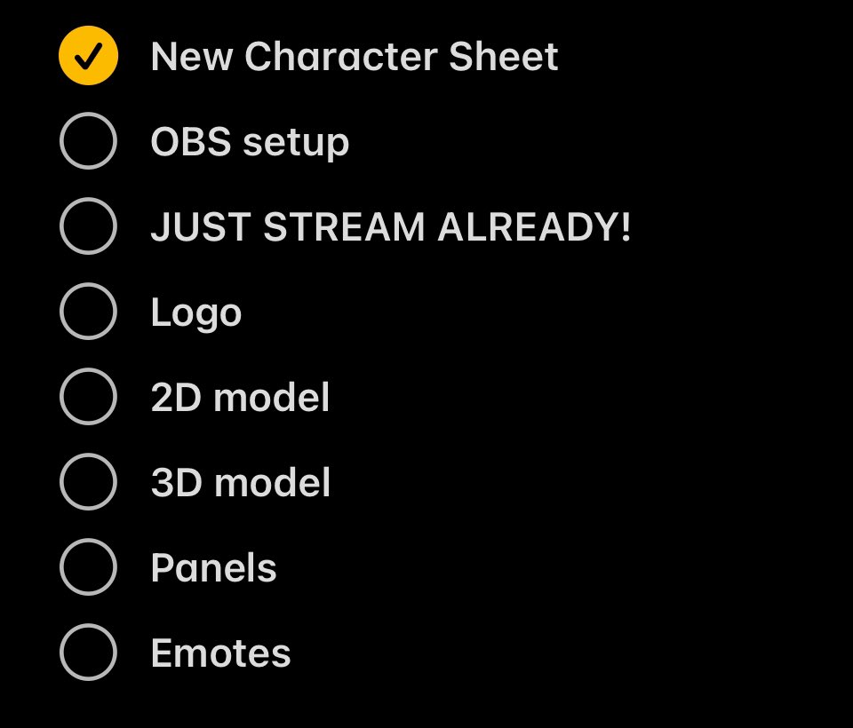 ImTasuh's tweet image. Checklist is happening! Don’t worry! I’m expecting to stream before the whole list is done! 🫢✨