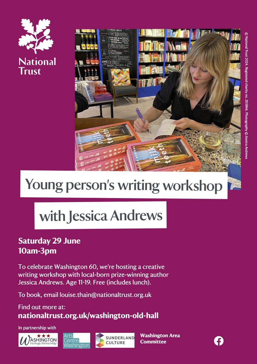 Running a day-long creative writing workshop in Washington for young people aged 11-19 on 29th June with <a href="/nationaltrust/">National Trust</a>  We will produce a piece of place-based writing that can be performed at Washington's 60th birthday celebration. Details here:

nationaltrust.org.uk/visit/north-ea…