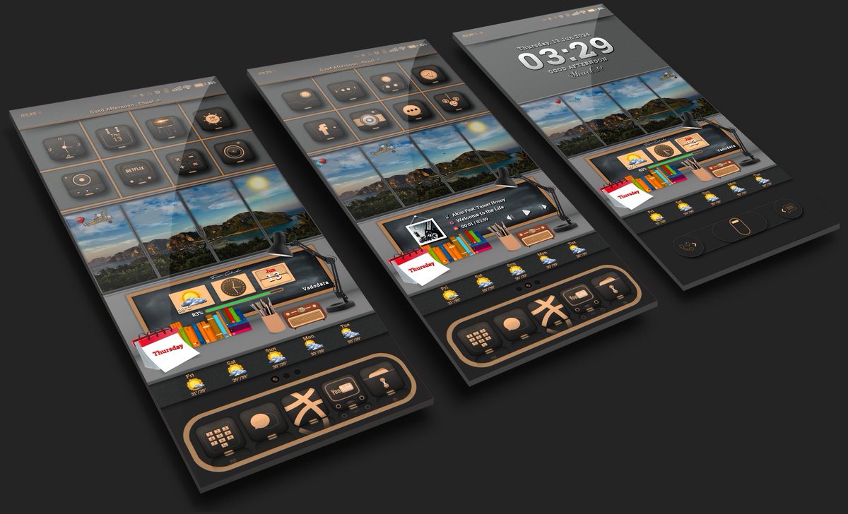 shael_vaghela's tweet photo. My Home Screen
AE @Attairdu57slm
Weather @kleinmone
Black Coffee @7xi78 
Shadow @daddykool666
IOS HS &amp; LS by @kristatos_ Recreated in Android by me Status bar &amp; All Widgets Credit to Creator 
Music Widget base @adrinkoff
Widget @FAlhmma
Template @TeboulDavid1  @glrvod
#KLWP https://t.co/NpsN6AZ1PK